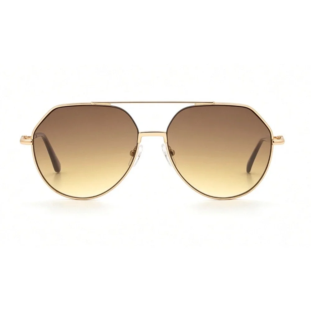 Mens 70s Retro, Modern Round Frames Gold Sunglasses Brown Lens UV400 Driving New